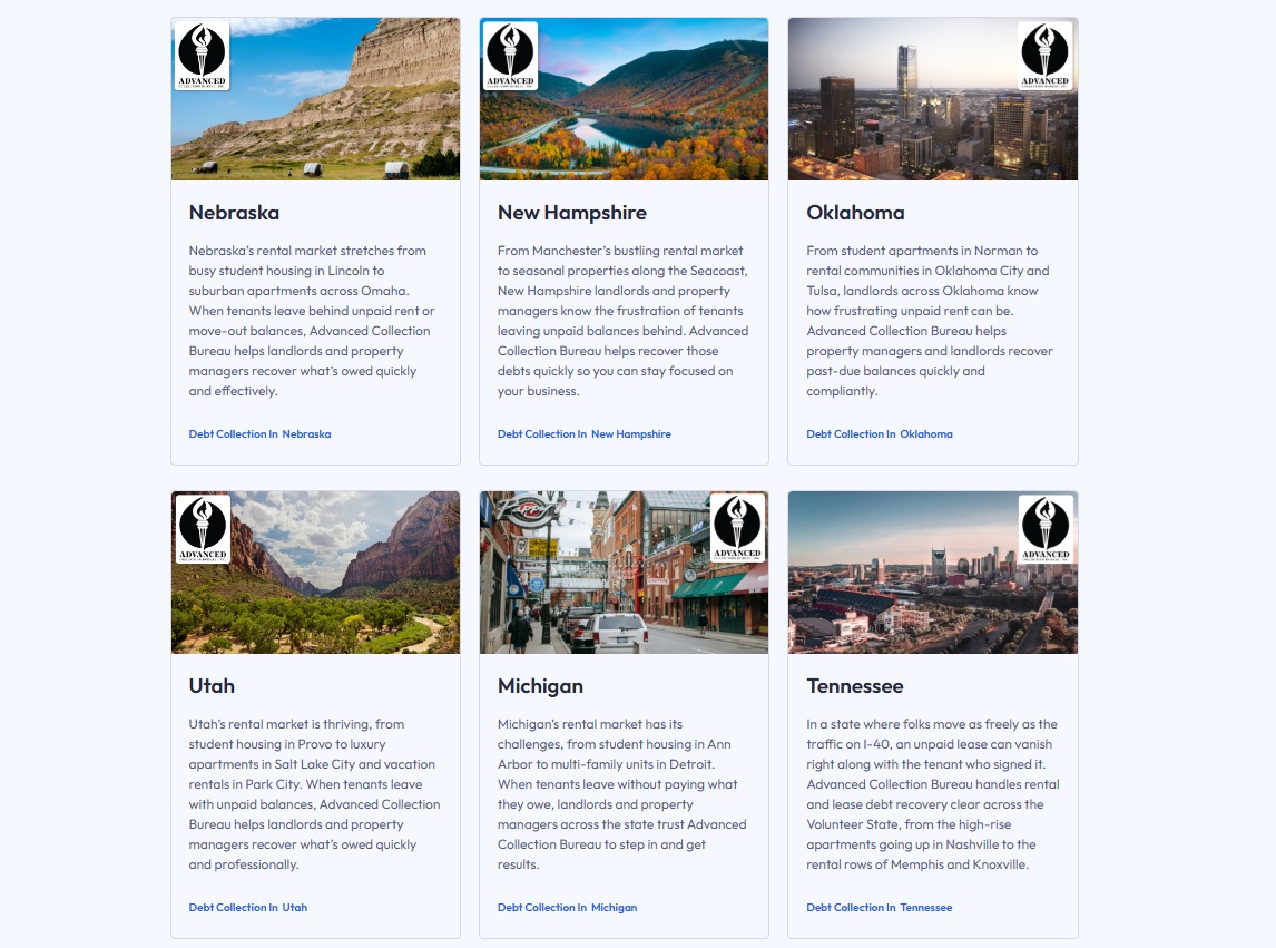 State landing pages with local imagery, part of the national location-page rollout