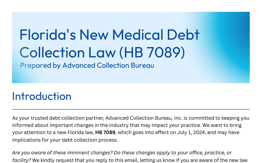 Florida's New Medical Debt Law (HB 7089) cover