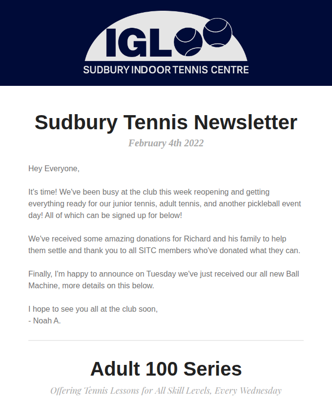 Junior, Adult & Pickleball Programs Begin masthead